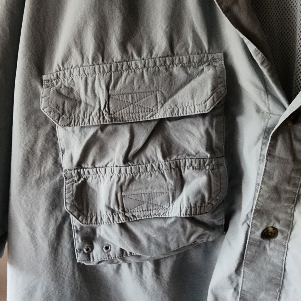 Men's Casual Button Down Shirt - Light Gray - Picture 4 of 5